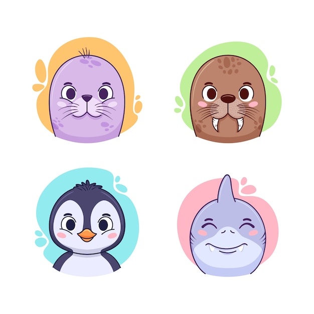 Hand drawn animal avatars element collection