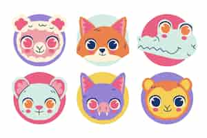 Free vector hand drawn animal avatars element collection