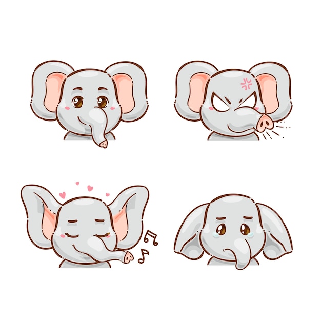 Free Vector hand drawn animal emotes collection