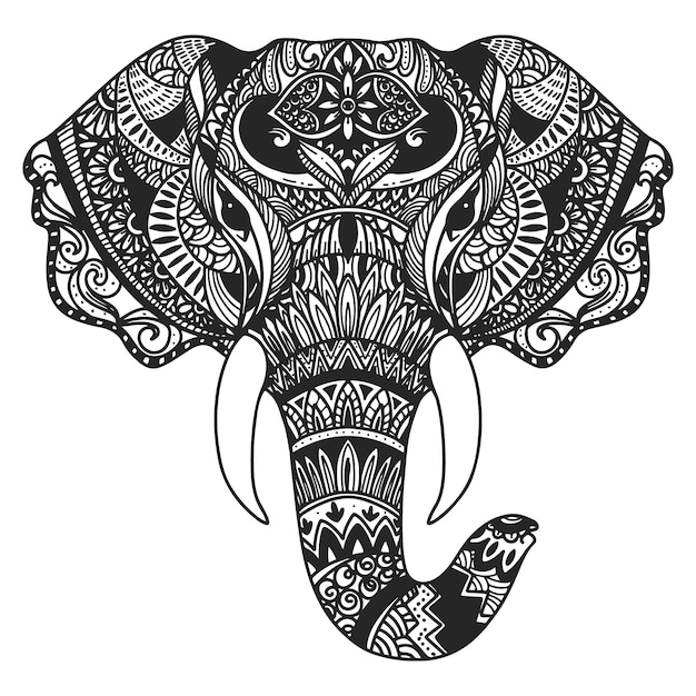 Vettore gratuito illustrazione mandala animale disegnata a mano