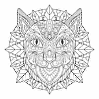 無料ベクター 手描き動物曼荼羅図