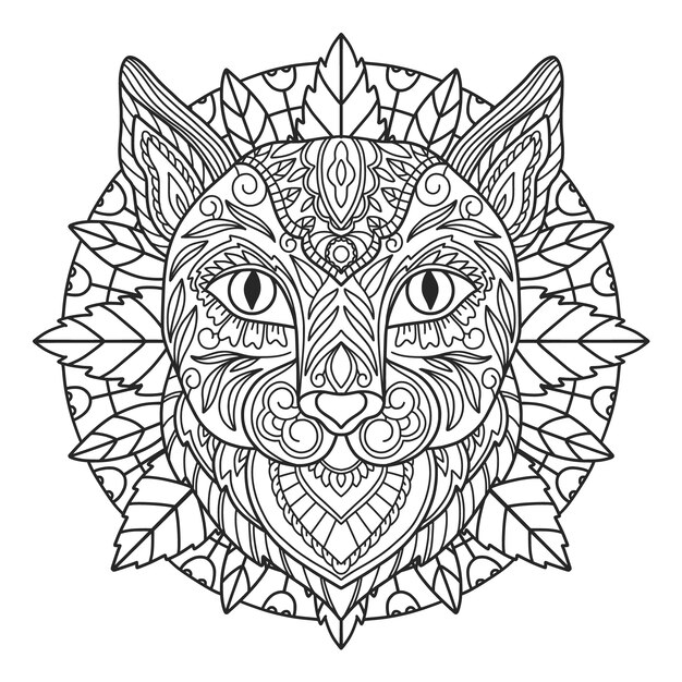 Hand drawn animal mandala illustration