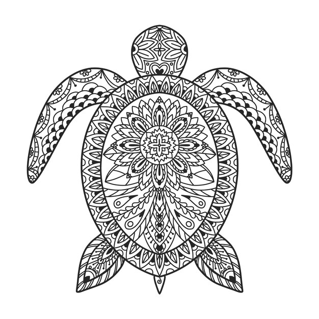 Hand drawn animal mandala illustration
