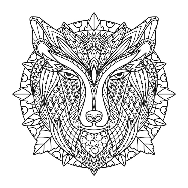 Hand drawn animal mandala illustration