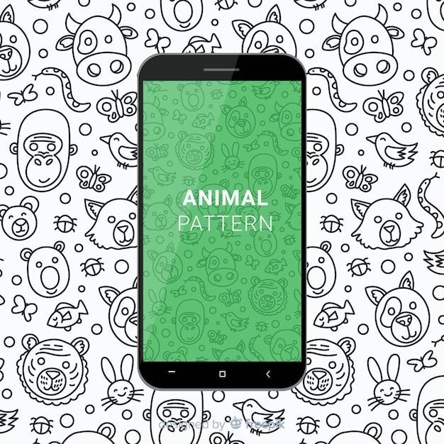 Hand drawn animal mobile pattern