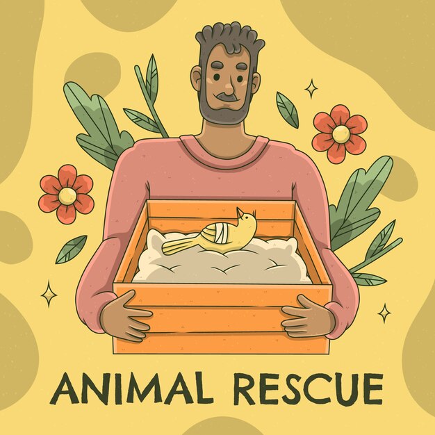 Illustrazione di salvataggio degli animali disegnata a mano