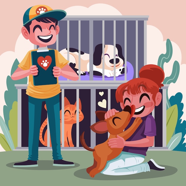 Free vector hand drawn animal rescue illustration