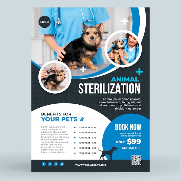 Free vector hand drawn animal sterilization poster