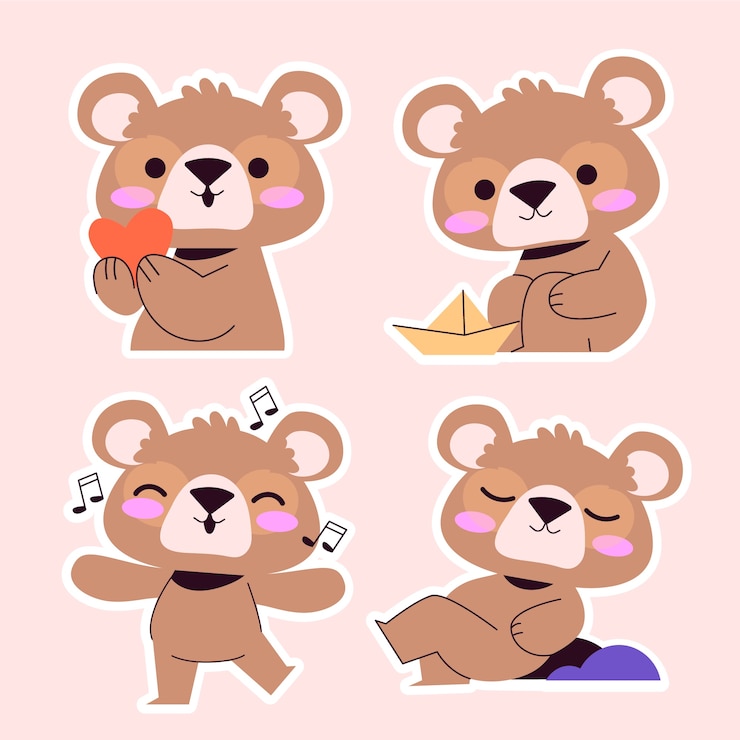 無料Vector 手描き動物ステッカー イラスト