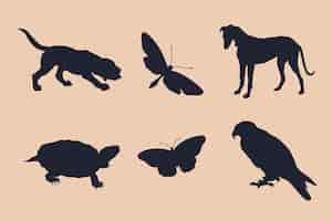 Free vector hand drawn animals silhouette illustration