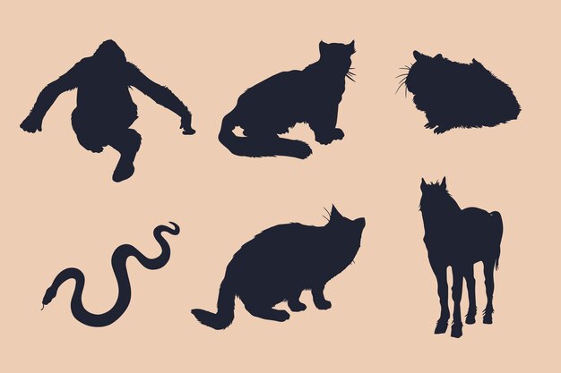手描き動物シルエットイラスト