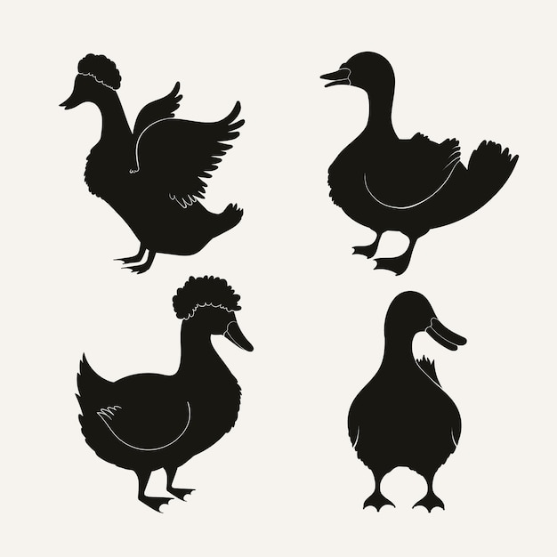 Free vector hand drawn animals silhouette illustration