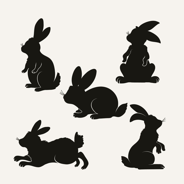 Hand drawn animals silhouette illustration