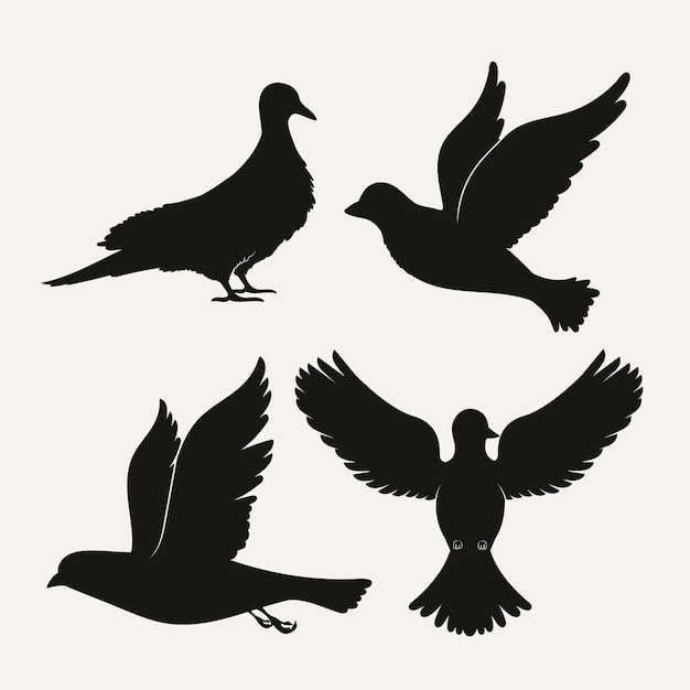 Hand drawn animals silhouette illustration