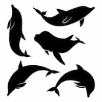 Free vector hand drawn animals silhouette illustration