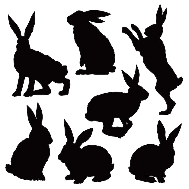 Hand drawn animals silhouette set illustration