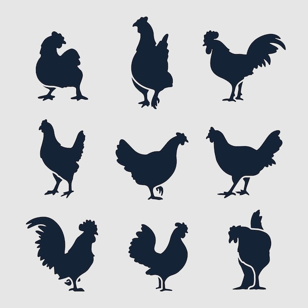 Free Vector hand drawn animals silhouette set