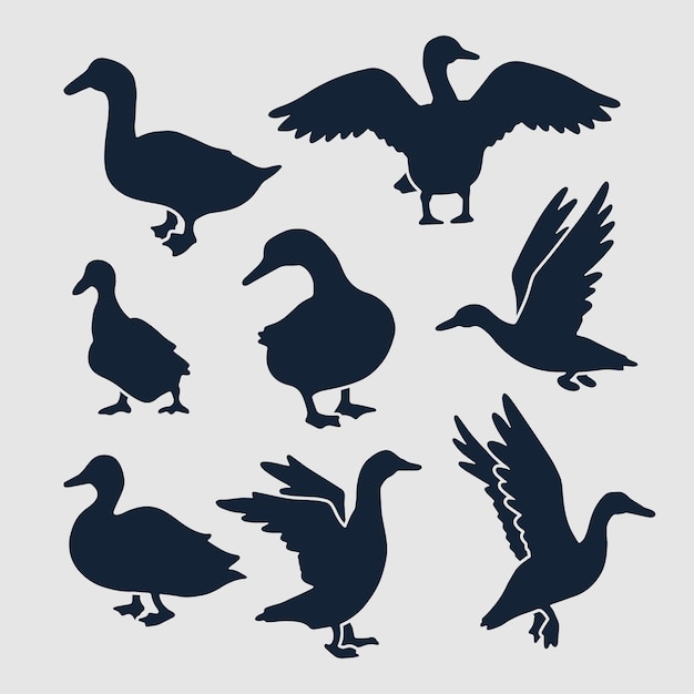 Free vector hand drawn animals silhouette set