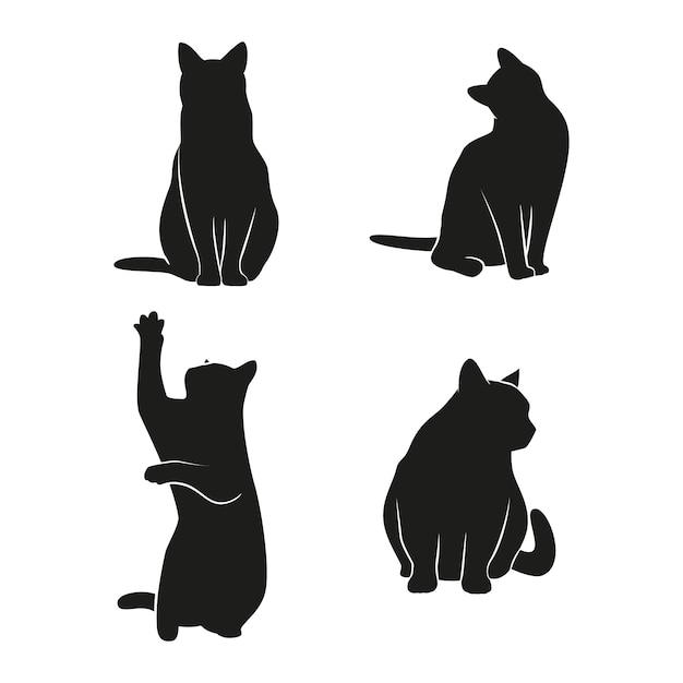 Free vector hand drawn animals silhouette set