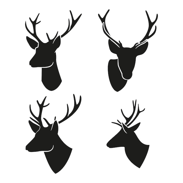 Hand drawn animals silhouette set