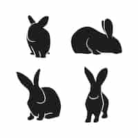 Free vector hand drawn animals silhouette set