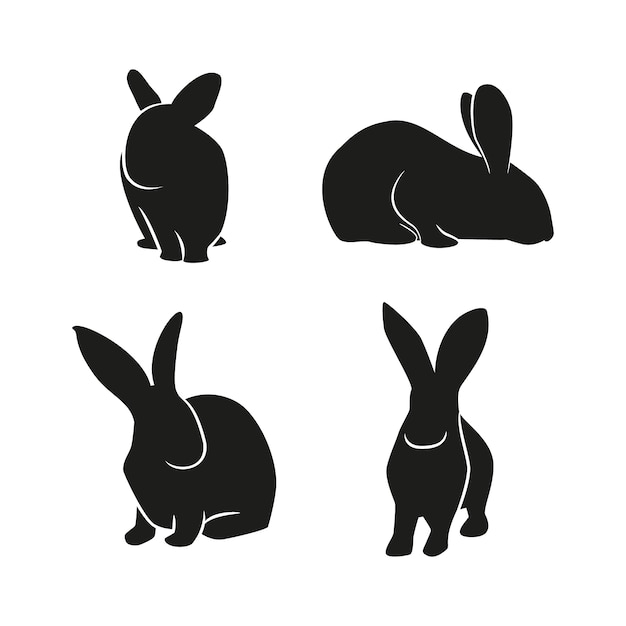 Free Vector hand drawn animals silhouette set