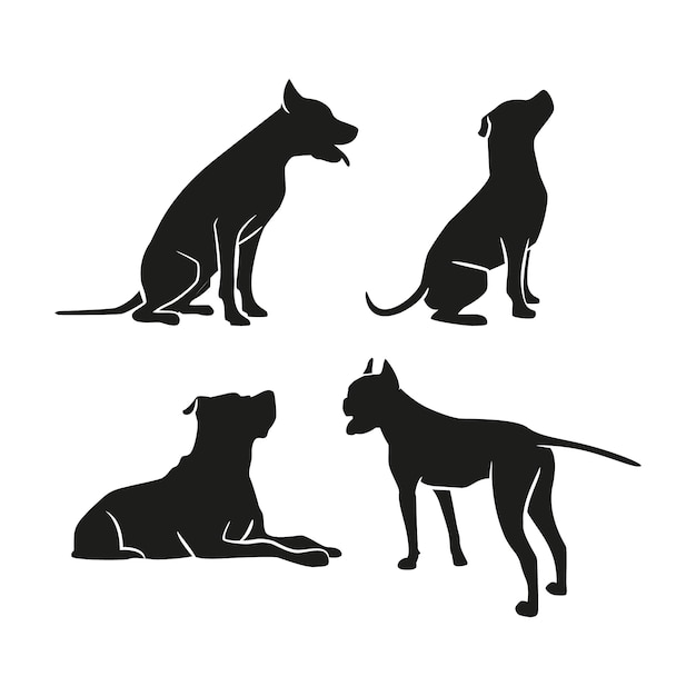 Hand drawn animals silhouette set