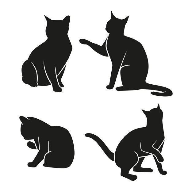 Hand drawn animals silhouette set