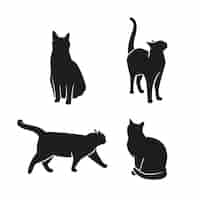 Free vector hand drawn animals silhouette set