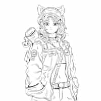 Free vector hand drawn anime coloring pages illustration