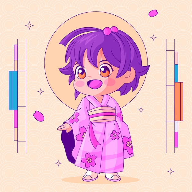 Free vector hand drawn anime kawaii illustration