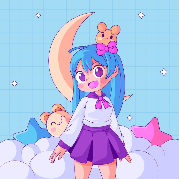 無料Vector 手描きアニメかわいいイラスト