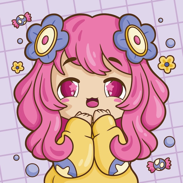 Free vector hand drawn anime kawaii illustration