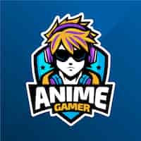 Бесплатное векторное изображение Ручно нарисованный дизайн логотипа аниме