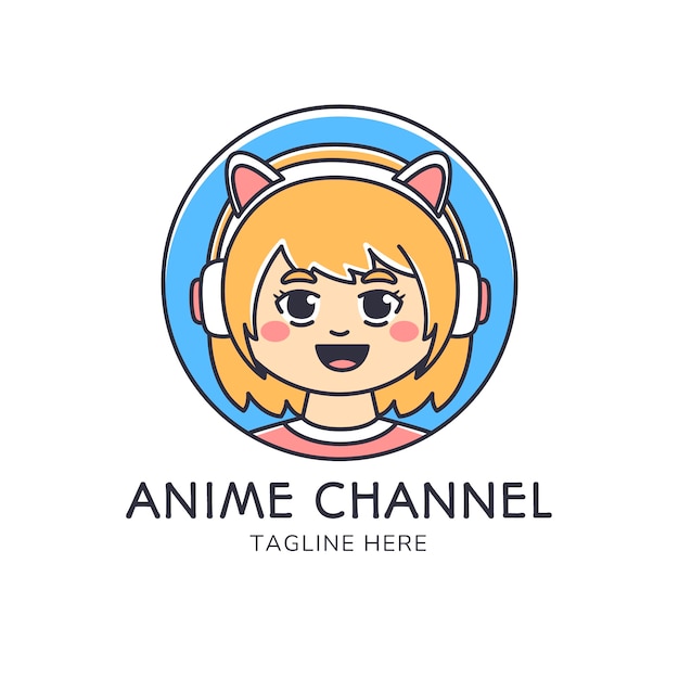 Vettore gratuito logo dell'anime disegnato a mano