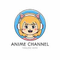 Vettore gratuito logo dell'anime disegnato a mano