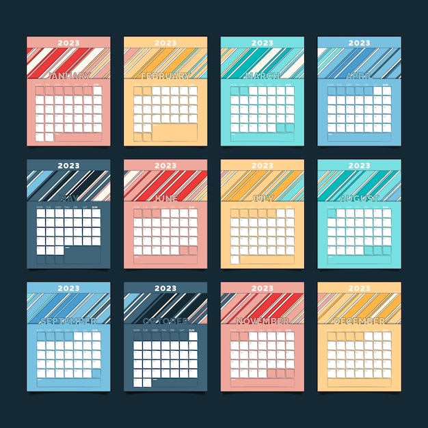Free vector hand drawn annual calendar template