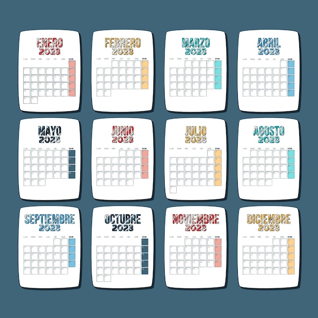 Hand drawn annual calendar template