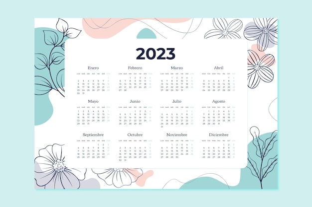 Hand drawn annual calendar template