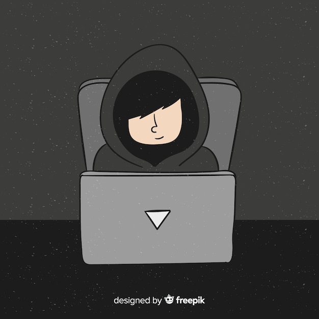 Free vector hand drawn anonymous hacker concept