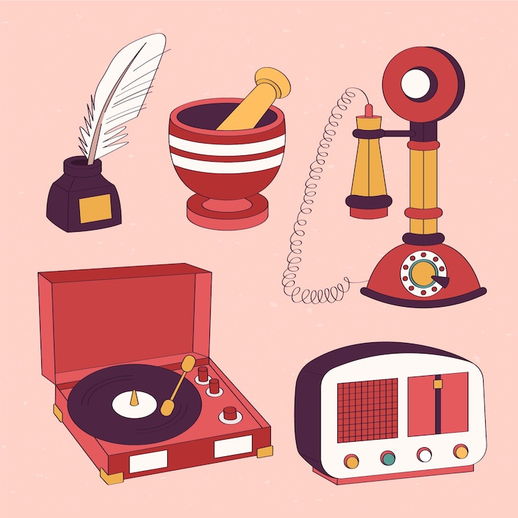 Free Vector hand drawn antique objects collection