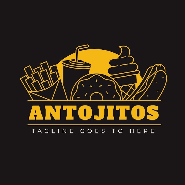 Бесплатное векторное изображение Ручной обращается дизайн логотипа antojitos