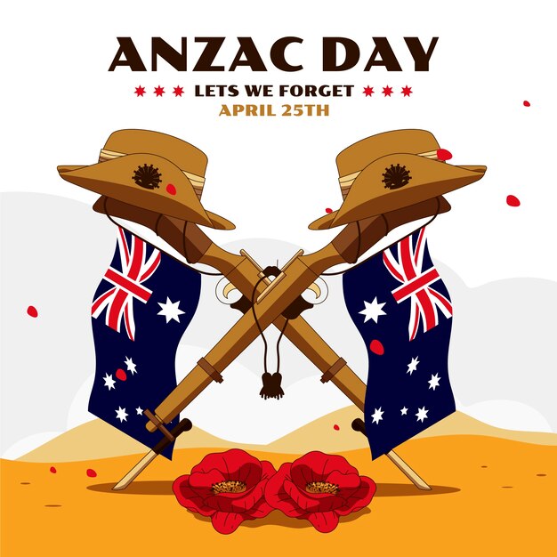 Hand drawn anzac day illustration