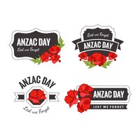 hand drawn anzac day labels collection
