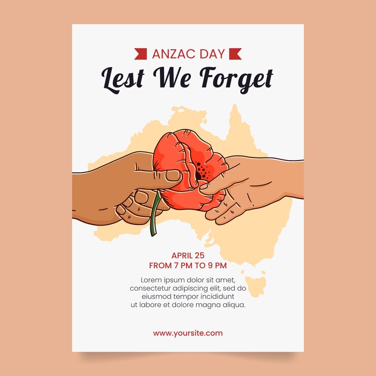 Free Vector hand drawn anzac day vertical poster template
