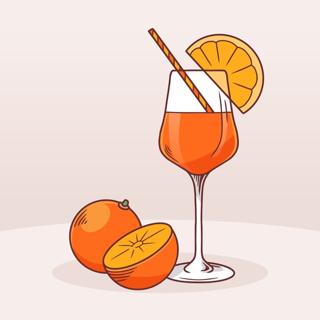 Нарисованная рукой иллюстрация aperol spritz