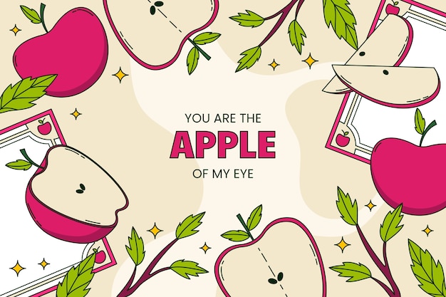 無料ベクター 手描きのリンゴの背景