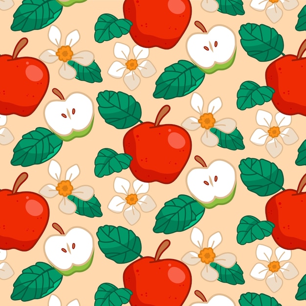 Free vector hand drawn apple fruit pattern design