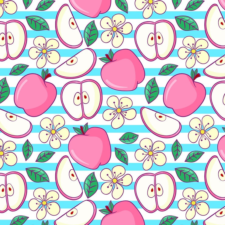 Free Vector hand drawn apple fruit pattern design