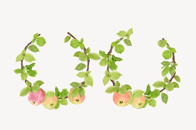 hand drawn apple fruit wreath background design